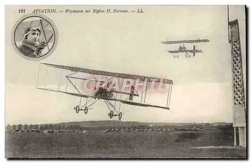 Cartes postales Avion Aviation Aviation Weymann sur biplan H Farman