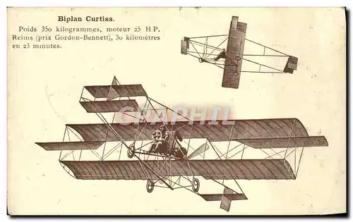 Ansichtskarte AK Avion Aviation Biplan Curtiss HP Reims prix Gordon Bennett