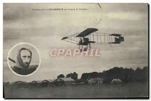 Ansichtskarte AK Avion Aviation Un beau vol de Legagneux sur biplan H Farman