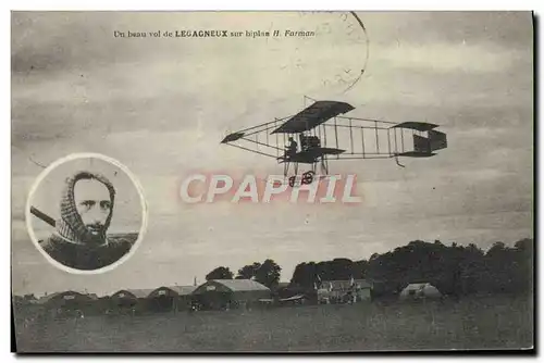 Cartes postales Avion Aviation Un beau vol de Legagneux sur biplan H Farman
