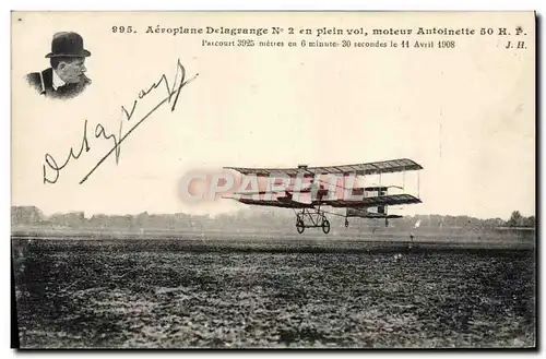 Cartes postales Avion Aviation Aeroplane Delagrange en plein vol moteur Antoinette