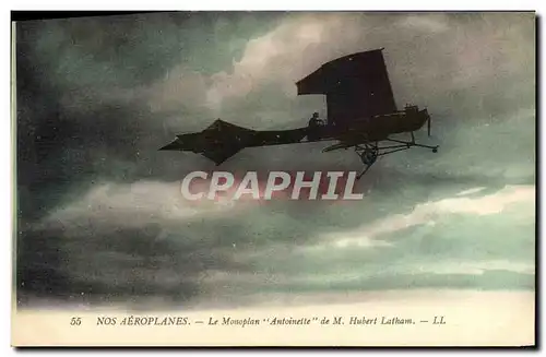 Ansichtskarte AK Avion Aviation Le monoplan Antoinette de M Hubert latham