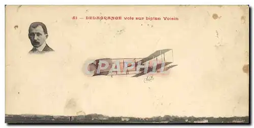 Cartes postales Avion Aviation Delagrange vole sur biplan Voisin