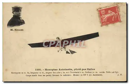 Cartes postales Avion Aviation monoplan Antoinette pilote par Kuller
