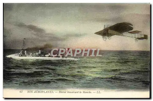 Cartes postales Avion Aviation Bleriot traversant la Manche Bateau