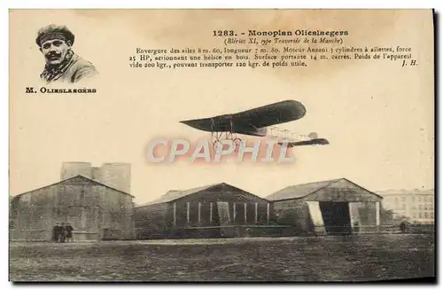 Cartes postales Avion Aviation Monoplan Olieslaegers Bleriot