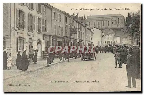 Cartes postales Automobile Circuit d&#39Auvergne Coupe Gordon Bennett 1905 Pontaumur Depart de M Burton