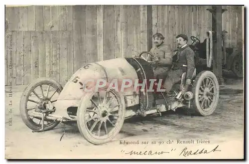 Cartes postales Automobile Edmond sur sa 90 chevaux Renault Freres