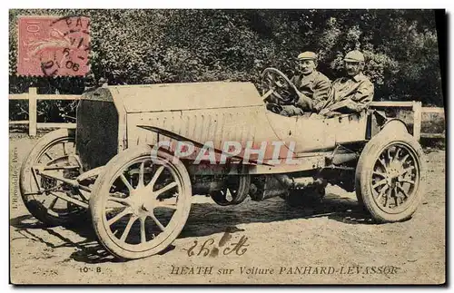 Cartes postales Automobile Heath sur sa voiture Panhard Levassor