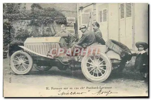 Ansichtskarte AK Automobile H Farman sur sa 120 chevaux Panhard Levassor