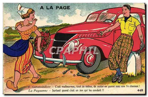Cartes postales Fantaisie Automobile A la page