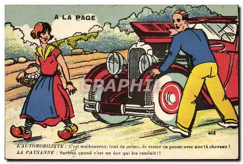 Cartes postales Fantaisie Automobile a la page