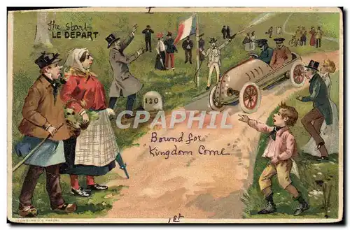 Cartes postales Fantaisie Automobile Enfant Le depart