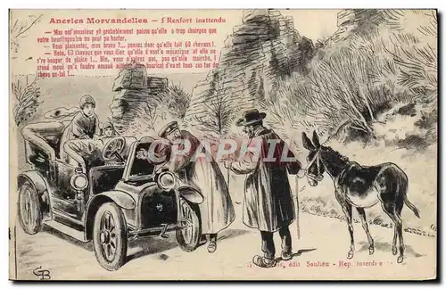 Cartes postales Automobile Aneries morvandelles Renfort inattendu Ane Mule