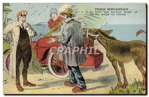 Cartes postales Fantaisie Automobile Ane Mule Propos morvandiaux