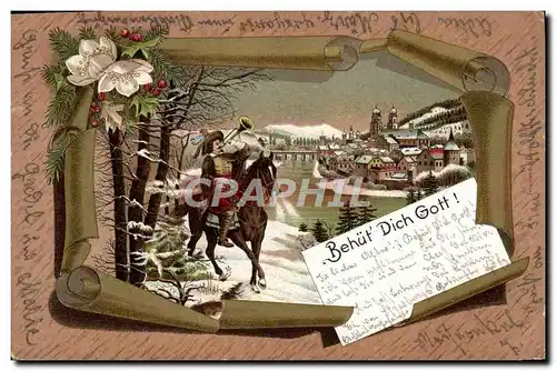 Cartes postales Illustrateur Dehut Dich Gott Cavalier Cheval