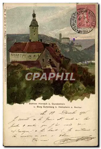 Cartes postales Illustrateur Schloss Horneck b Gundelsheim Burg Gutenberg