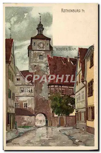 Cartes postales Illustrateur Rothenburg Weisser Turm