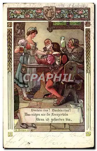 Cartes postales Illustrateur Taverne Femme