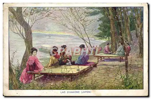 Ansichtskarte AK Japon Nippon Lac d&#39Hakome Japon Femmes Folklore