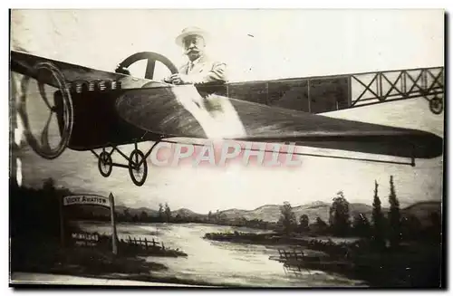 CARTE PHOTO Fantaisie Avion Aviation Homme Vichy Aviation