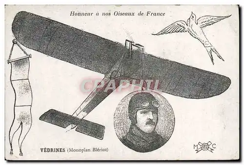 Ansichtskarte AK Fantaisie Avion Aviation Vedrines Monoplan Bleriot