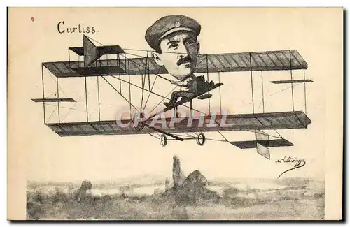 Ansichtskarte AK Fantaisie Avion Aviation Curtiss