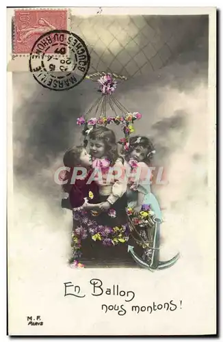 Cartes postales Fantaisie Avion Aviation Enfants Mongolfiere