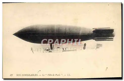 Ansichtskarte AK Avion Aviation Dirigeable Zeppelin Ville de Paris