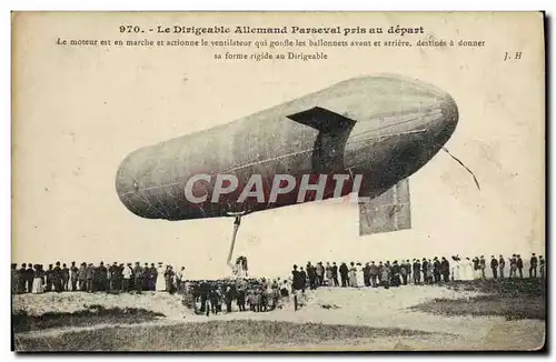 Cartes postales Avion Aviation Dirigeable allemand Parseval pris au depart Zeppelin