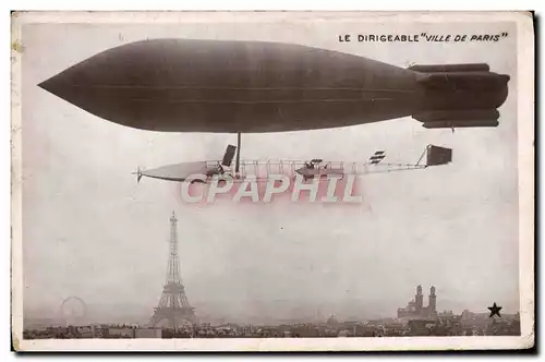 Ansichtskarte AK Avion Aviation Dirigeable Zeppelin Ville de Paris Tour Eiffel