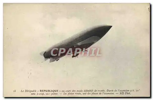 Ansichtskarte AK Avion Aviation Dirigeable Zeppelin Republique