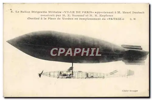 Cartes postales Avion Aviation Dirigeable Zeppelin Ville de Paris Henri Deutsch Surcouf Kapferer
