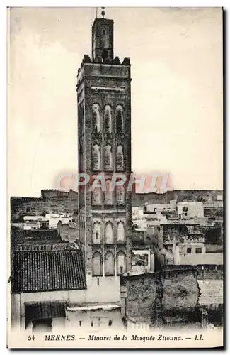 Ansichtskarte AK Meknes Minaret de Mosquee Zitouna