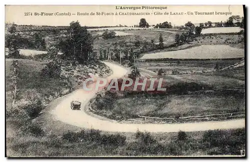 Ansichtskarte AK St Flour Route de St Flour a Chaudesaigues Cote de Lanau Un tournant brusque