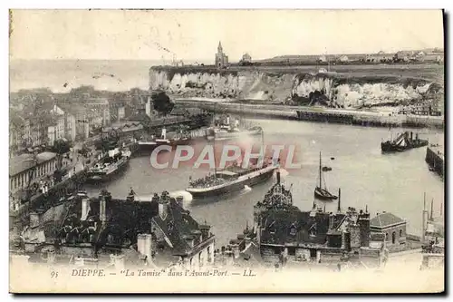 Cartes postales Dieppe La Tamise Dans I&#39Avant Port Bateaux