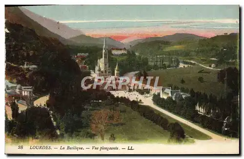 Cartes postales Lourdes La Basilique Vue Plongeanle