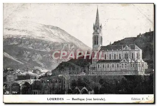 Cartes postales Lourdes Basilique Vue laterale