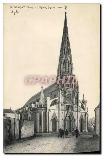 Cartes postales Gracay L'Eglise Facade Ouest