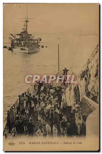 Cartes postales Bateau Sechage du linge