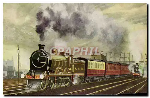 Cartes postales Train NBR 4 4 0 no 898 Sir Walter Scott leaving Aberdeen with an Edinburgh express