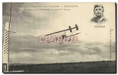 Ansichtskarte AK Avion Aviation Grande semaine d&#39aviation Weymann sur biplan Farman