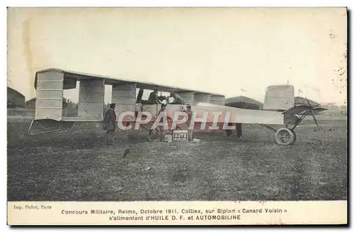 Ansichtskarte AK Avion Aviation Concours militaire Reims Octobre 1911 Colliex sur biplan Canard Voisin Huile Auto