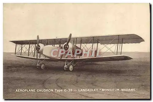 Cartes postales Avion Aviation Aeroplane Caudron Type C33 Landaulet Monsieur Madame