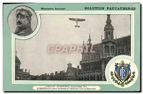 Cartes postales Avion Aviation Monoplan Sommer Pautauberge Circuit Europeen Juin Juillet 1911 Kimmerling passe B