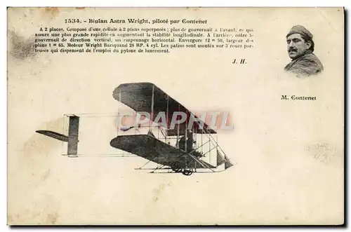 Ansichtskarte AK Avion Aviation Biplan Astra Wright pilote par Contenet