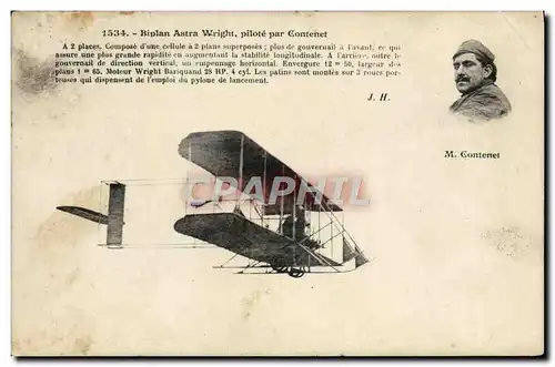 Cartes postales Avion Aviation Biplan Astra Wright pilote par Contenet