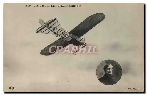 Cartes postales Avion Aviation Simon sur monoplan Bleriot