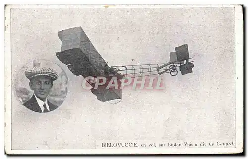 Cartes postales Avion Aviation Bielovuccie en vol sur biplan Voisin dit le Canard