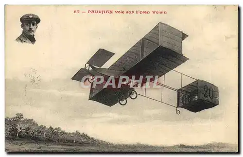 Cartes postales Avion Aviation Paulhan sur son biplan Voisin